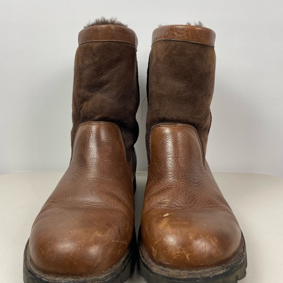 UGG Australia Beacon Sheepskin Lined Men's‎ Chestnut Brown Leather Boots - Picture 4 of 15